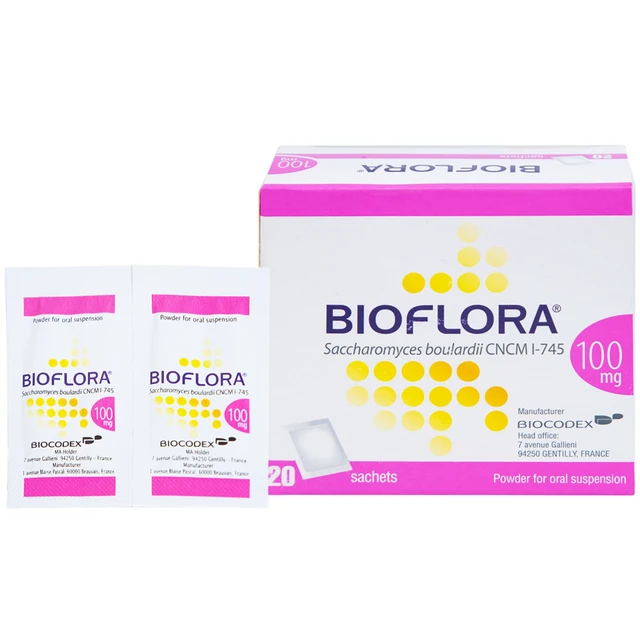 Bột Bioflora 100mg Biocodex điều trị tiêu chảy (20 gói).webp