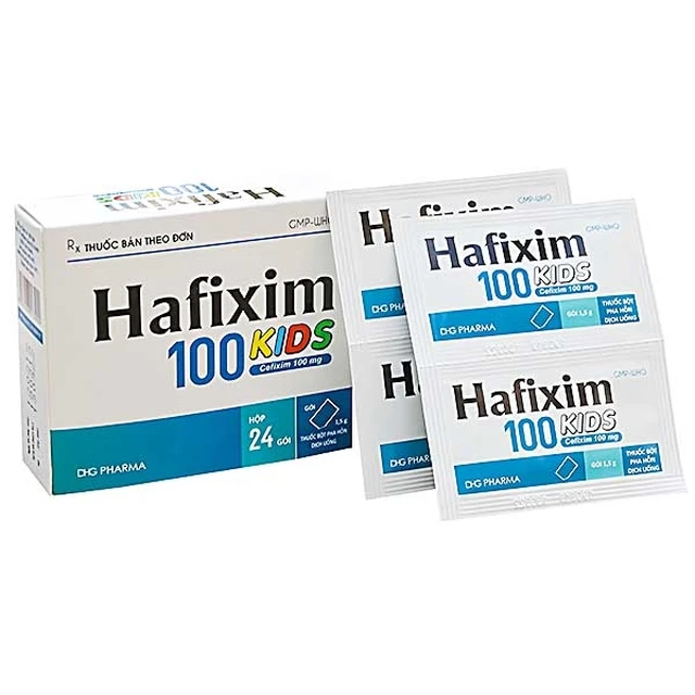 Bột Hafixim 100 Kids DHG điều trị nhiễm khuẩn (24 gói).webp