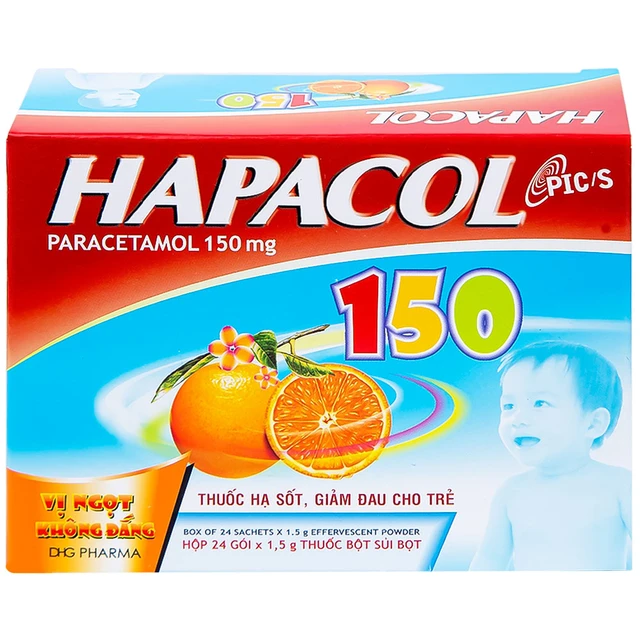 Bột Hapacol 150 DHG giảm đau, hạ sốt (24 gói).webp