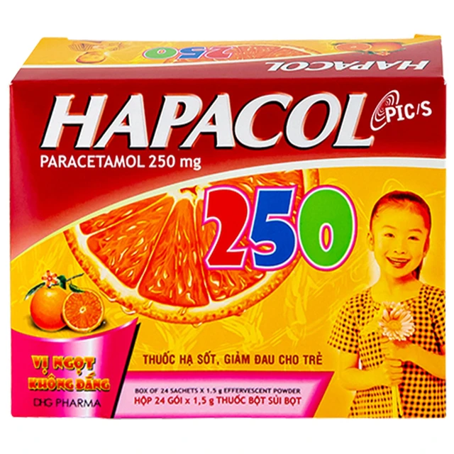 Bột Hapacol 250 DHG giảm đau, hạ sốt (24 gói).webp