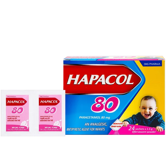 Bột Hapacol 80 DHG giảm đau, hạ sốt (24 gói).webp