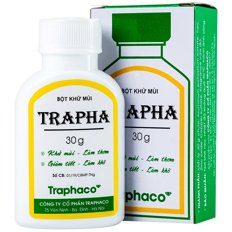 Bột khử mùi Trapha trị hôi chân và nách (30g).webp
