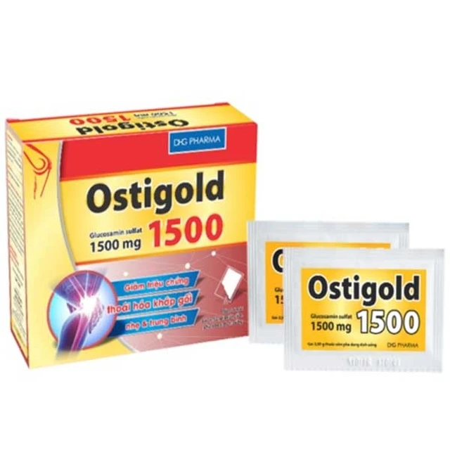 Bột pha uống Ostigold 1500 DHG Pharma giảm triệu chứng của thoái hóa khớp gối (24 gói).webp