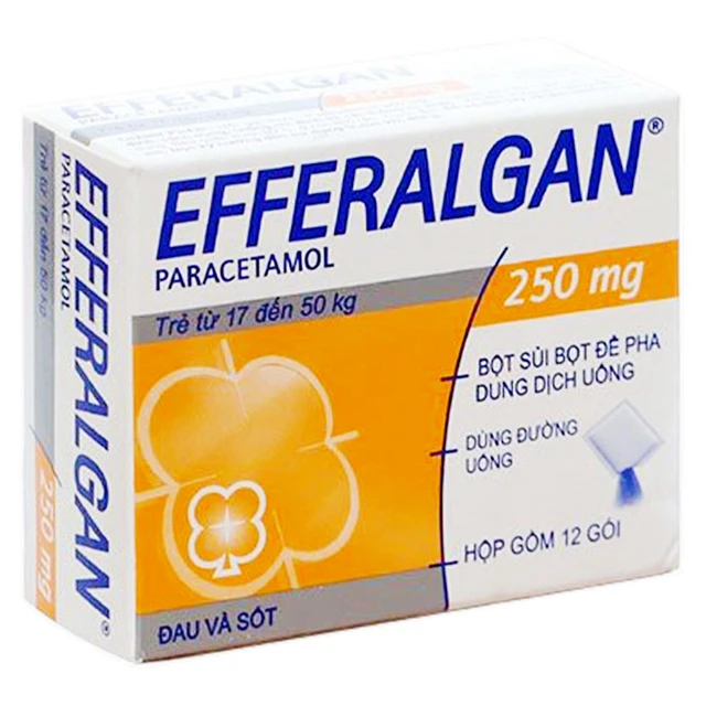 Bột sủi Efferalgan 250mg UPSA SAS giảm đau, hạ sốt (12 gói).webp