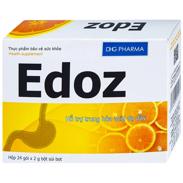 Bột sủi bọt hỗ trợ trung hòa acid dạ dày Edoz DHG (24 gói x 2g).webp
