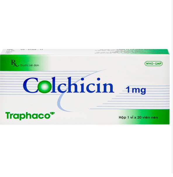 Thuốc Colchicin 1mg Traphaco điều trị bệnh gút và ngăn tái phát (1 vỉ x 20 viên).webp
