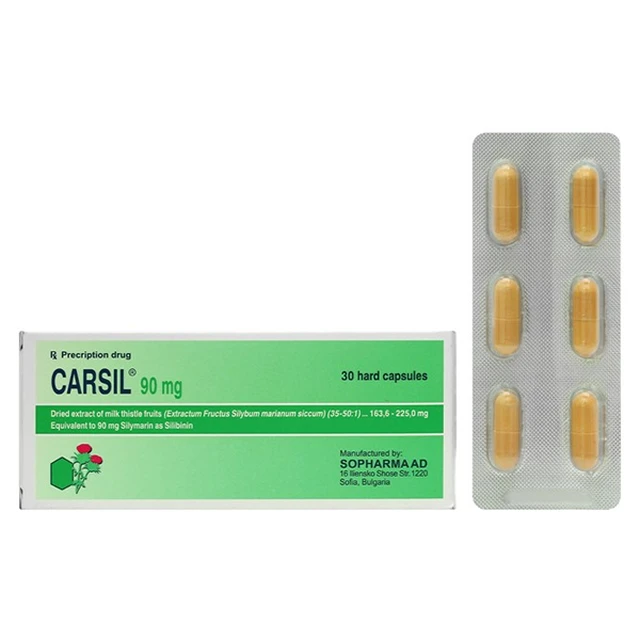 Carsil 90mg hỗ trợ trị viêm gan, xơ gan, gan nhiễm mỡ (5 vỉ x 6 viên).webp