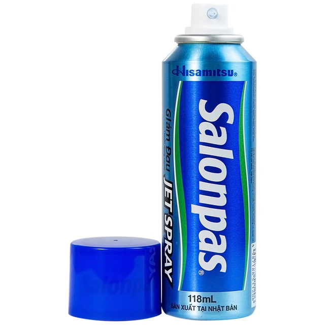 Xịt giảm đau Salonpas Jet Spray Hisamitsu giảm đau, kháng viêm do căng cơ, bong gân (118ml).webp