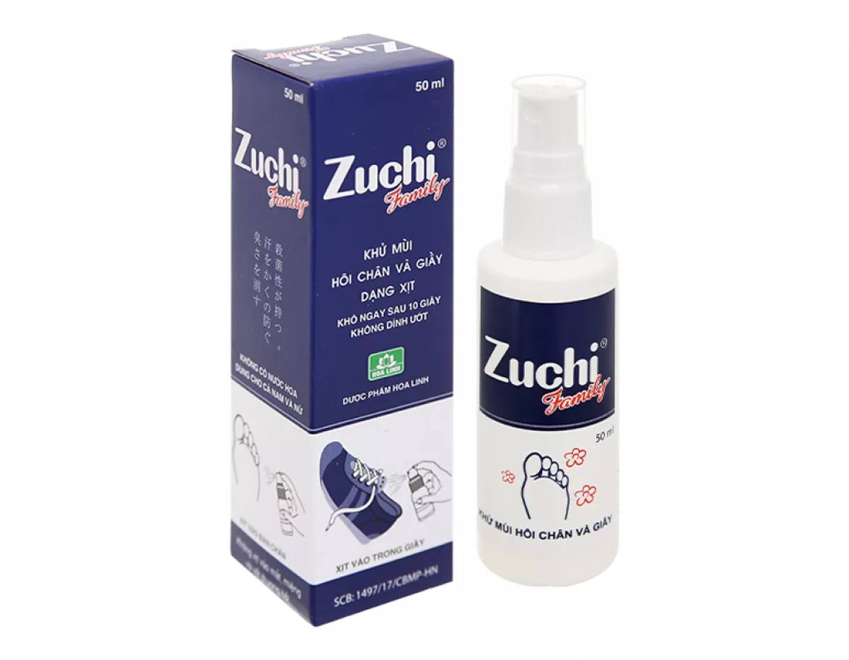 Chai xịt Zuchi Family Hoa Linh hỗ trợ khử mùi hôi chân và giày (chai 50ml).webp