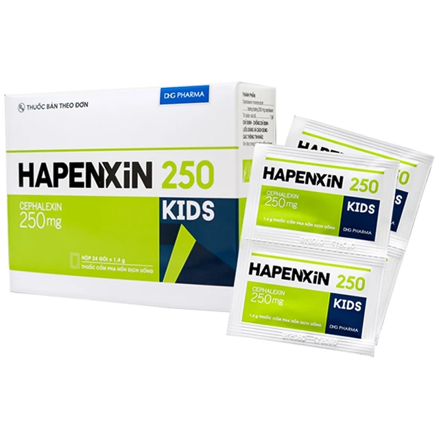 Cốm Hapenxin Kids 250 DHG điều trị nhiễm khuẩn (24 gói).webp