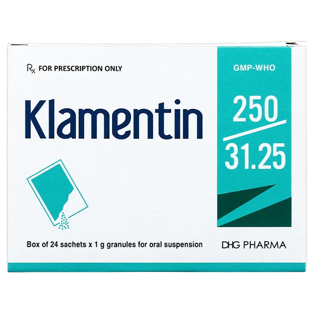 Cốm pha hỗn dịch uống Klamentin 250 DHG (24 gói).webp