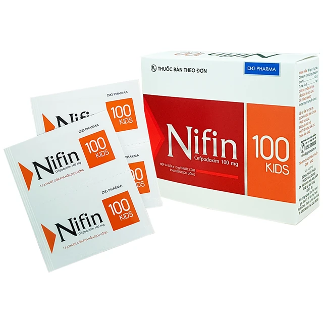 Thuốc Nifin 100 Kids DHG điều trị viêm phổi cấp tính, nhiễm khuẩn nhẹ (24 gói x 1.5g).webp