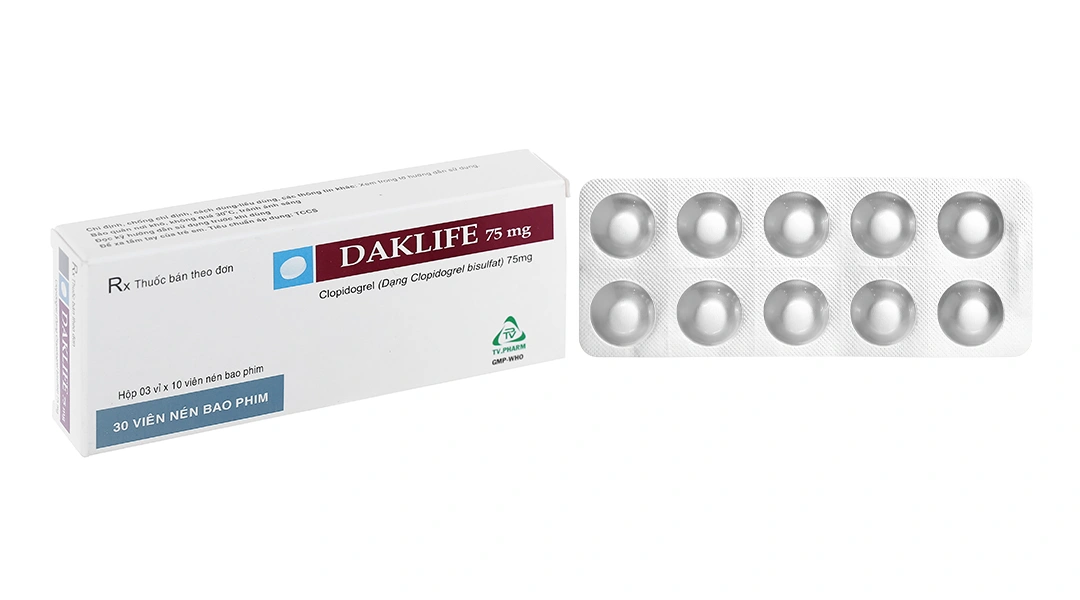 Daklife 75mg phòng và trị huyết khối (3 vỉ x 10 viên).webp