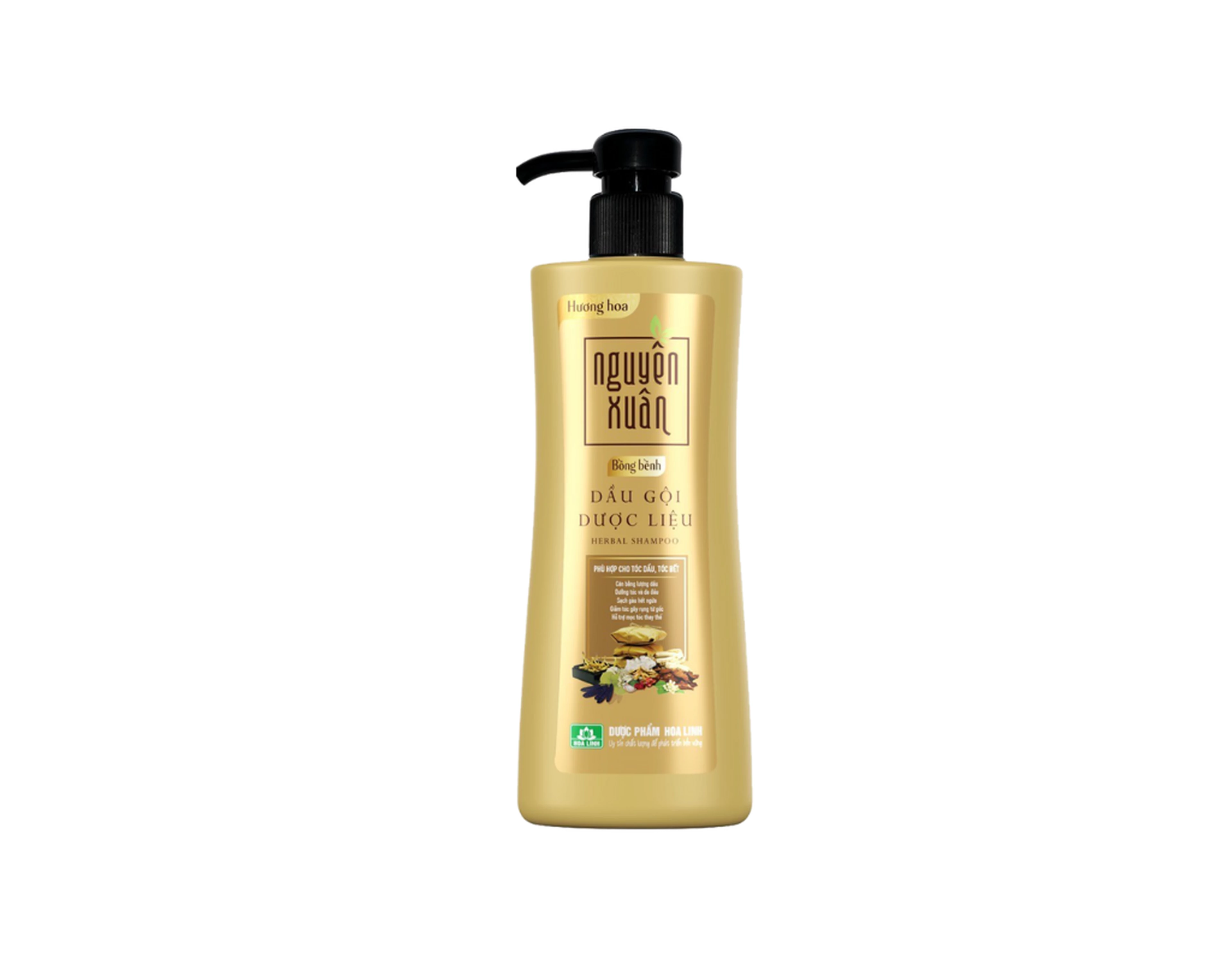 Dầu Gội Dược liệu NGUYÊN XUÂN - Vàng 450ml vòi.png