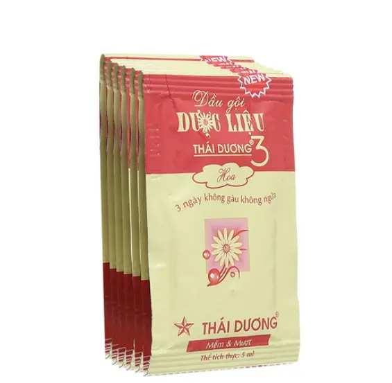 Dầu gội dược liệu Thái Dương 3 Hoa giúp sạch tóc và da đầu, giảm rụng tóc (Dây 10 gói 5ml).webp