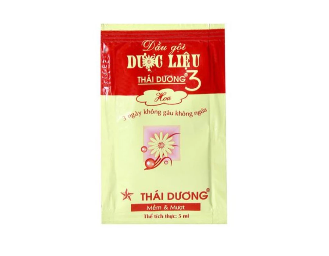 Dầu gội dược liệu Thái Dương 3 Hoa giúp sạch tóc và da đầu, giảm rụng tóc (Dây 10 gói 5ml).webp