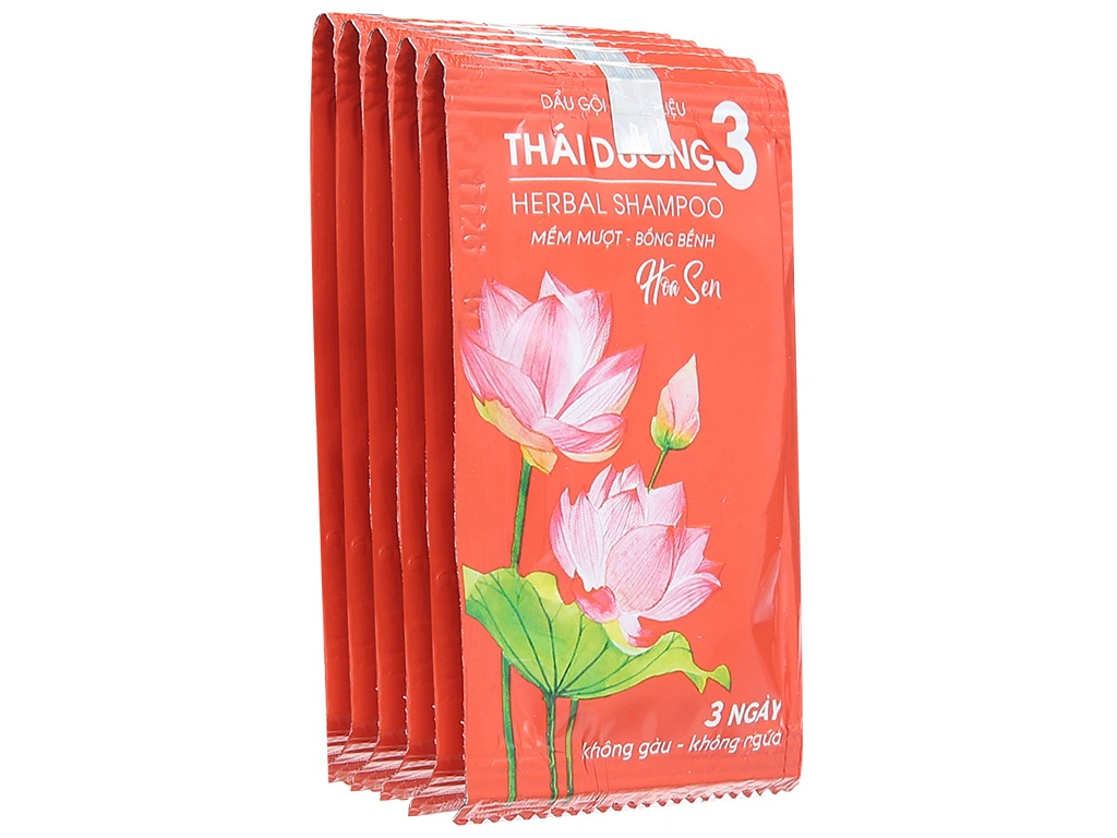 Dầu gội dược liệu Thái Dương 3 hoa sen 5ml x 10 gói.webp