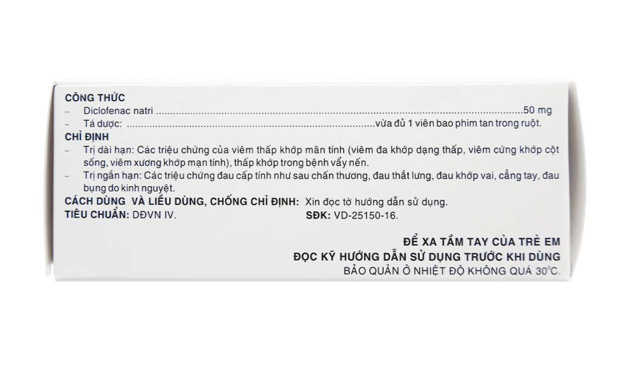 Diclofen 50mg giảm đau, kháng viêm xương khớp (10 vỉ x 10 viên).webp