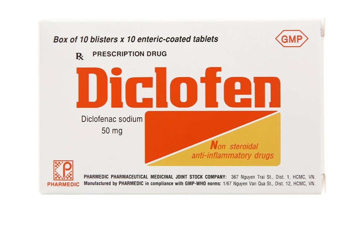 Diclofen 50mg giảm đau, kháng viêm xương khớp (10 vỉ x 10 viên).webp