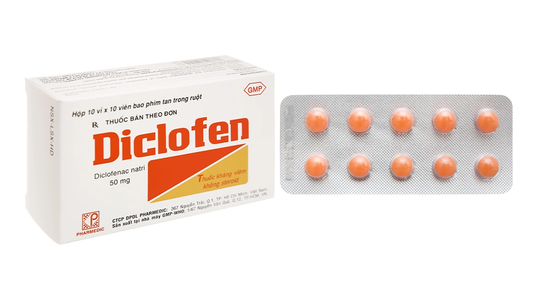 Diclofen 50mg giảm đau, kháng viêm xương khớp (10 vỉ x 10 viên).webp