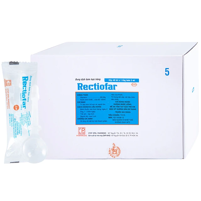 Dung dịch bơm trực tràng Rectiofar trị táo bón (40 ống x 5ml).webp