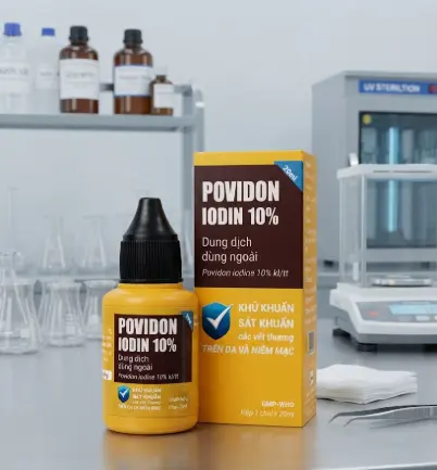 Dung dịch dùng ngoài Povidon Iodin 10% S.Pharm khử khuẩn, sát khuẩn các vết thương trên da và niêm mạc (Hộp 20ml).webp