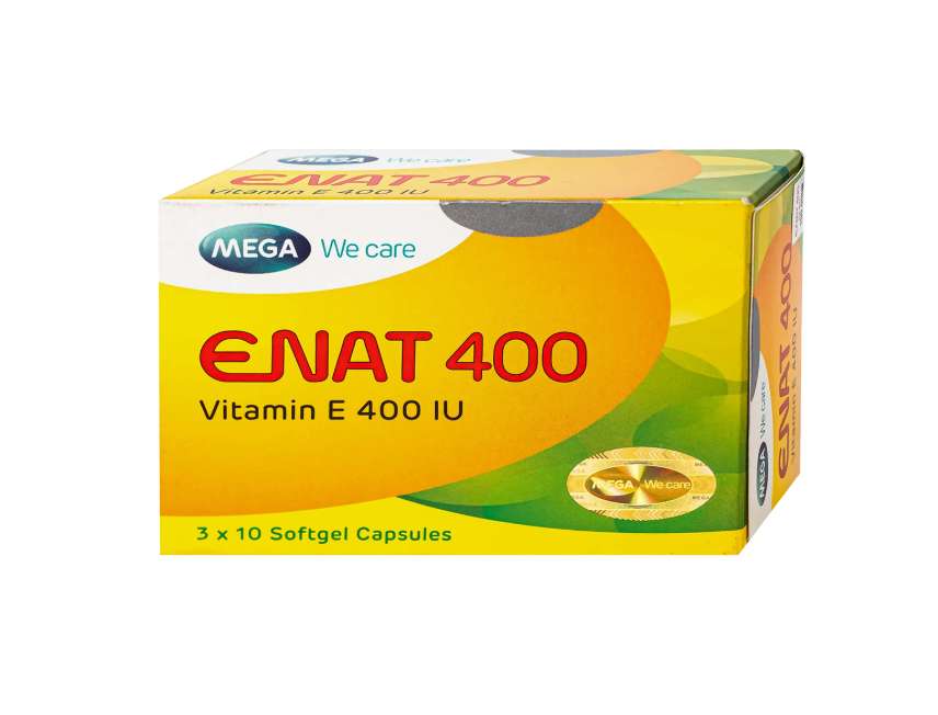 Thuốc Enat 400 MEGA We care điều trị và dự phòng tình trạng thiếu Vitamin E (3 vỉ x 10 viên).webp