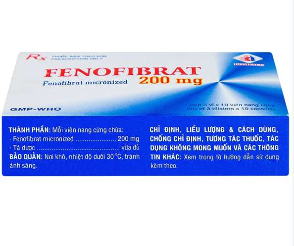 Thuốc Fenofibrate 200mg Domesco điều trị rối loạn lipoprotein huyết (3 vỉ x 10 viên).webp