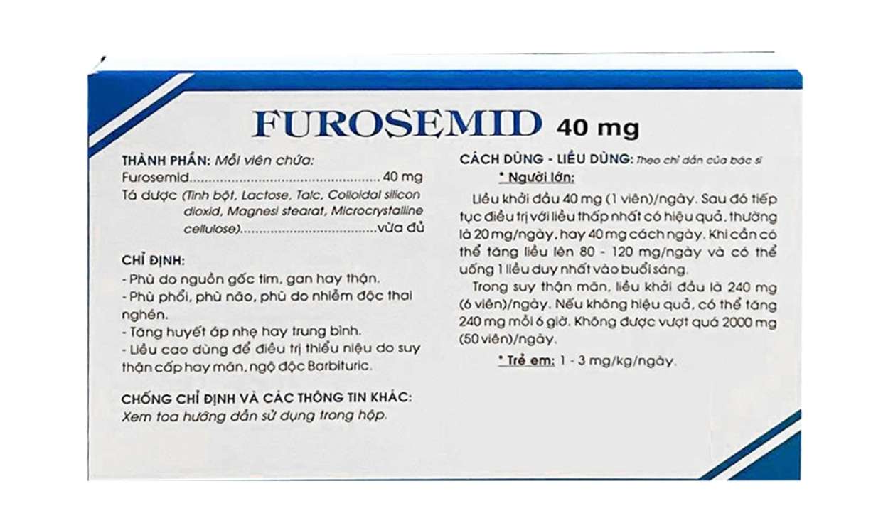 Thuốc Furosemid 40mg Traphaco điều trị phù, tăng huyết áp nhẹ hay trung bình (2 vỉ x 20 viên).webp