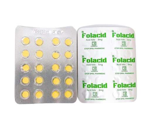 Folacid 5mg phòng và trị thiếu axit folic hộp 4 vỉ x 20 viên.webp