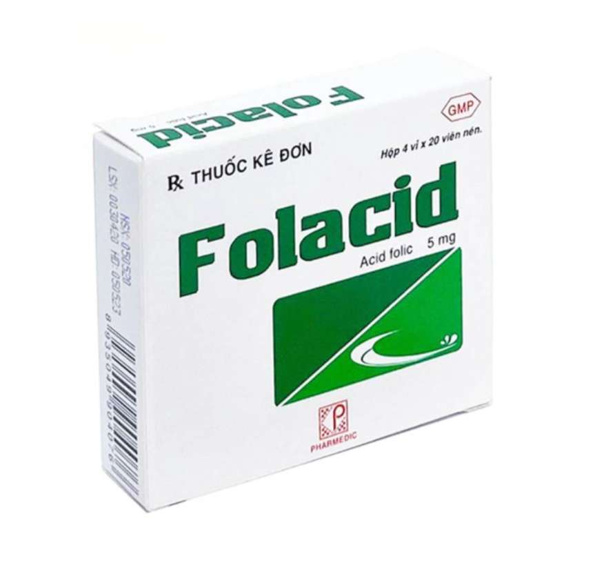 Folacid 5mg phòng và trị thiếu axit folic hộp 4 vỉ x 20 viên.webp