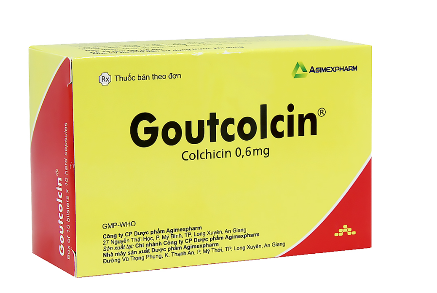 Goutcolcin 0.6mg Agimexpharm 10 vỉ x 10 viên.webp