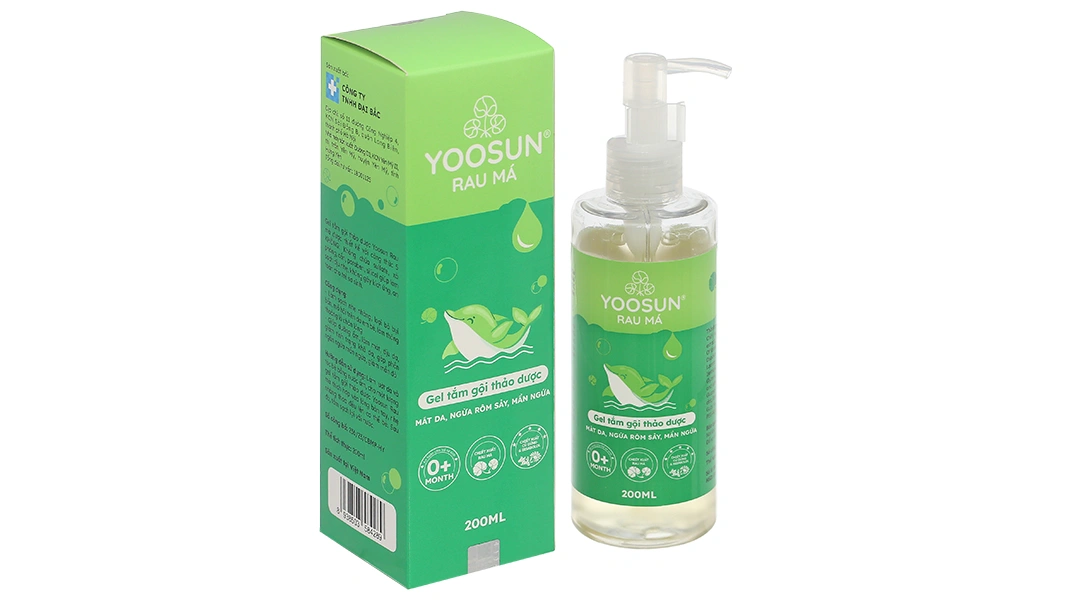 Gel tắm gội thảo dược Yoosun Rau má làm sạch, dưỡng ẩm và dịu da cho bé chai 200ml.webp