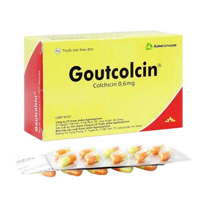 Goutcolcin 0.6mg Agimexpharm 10 vỉ x 10 viên.webp