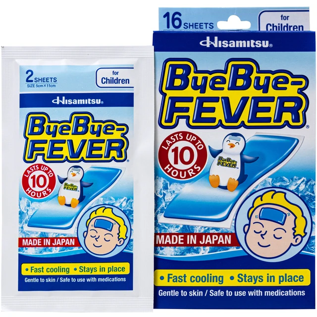 Miếng dán hạ sốt ByeBye Fever For Children Hisamitsu (8 gói x 2 miếng) dùng cho trẻ trên 2 tuổi.webp