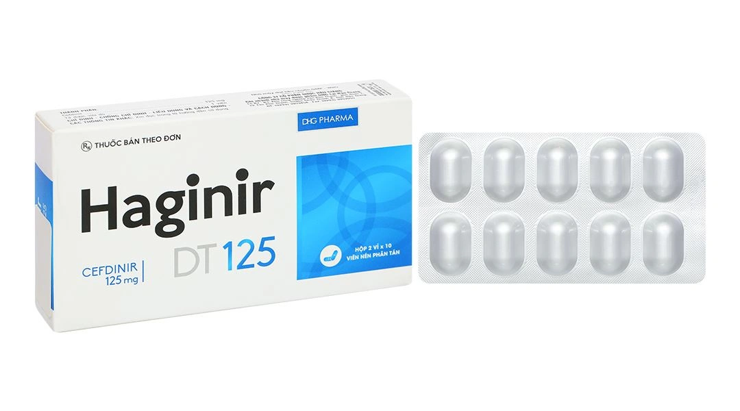 Haginir DT 125 điều trị nhiễm khuẩn từ nhẹ đến vừa (2 vỉ x 10 viên).webp