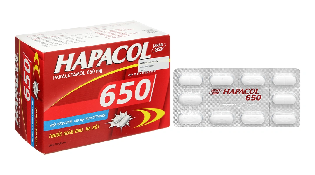 Hapacol 650 giảm đau, hạ sốt (10 vỉ x 10 viên).webp