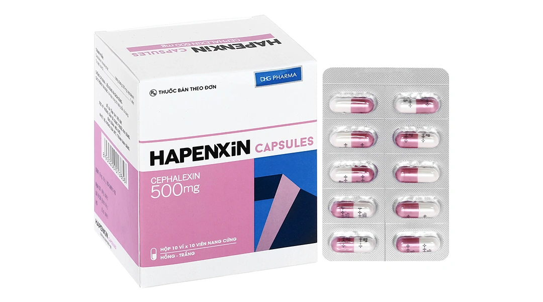 Hapenxin Capsules 500mg trị nhiễm khuẩn (10 vỉ x 10 viên).webp