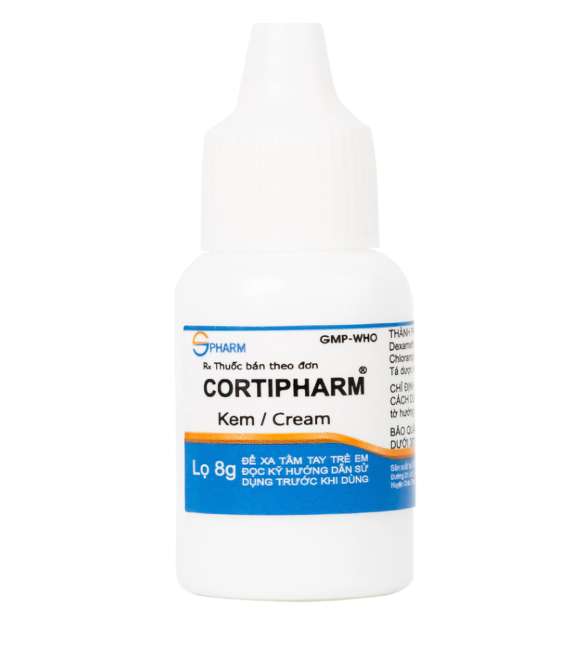 Kem bôi da Cortipharm 8g Spharm điều trị viêm da tiếp xúc, chốc lỡ, viêm nang lông.webp