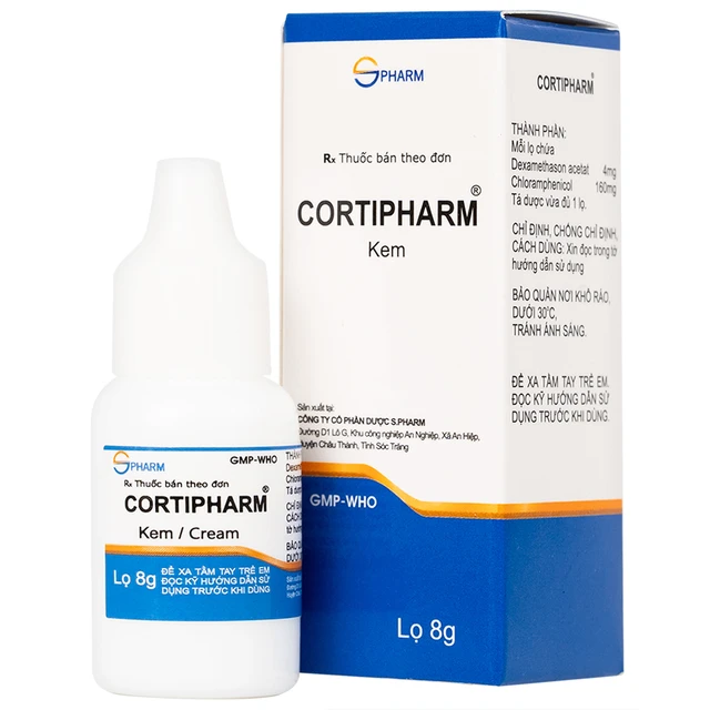 Kem bôi da Cortipharm 8g Spharm điều trị viêm da tiếp xúc, chốc lỡ, viêm nang lông.webp