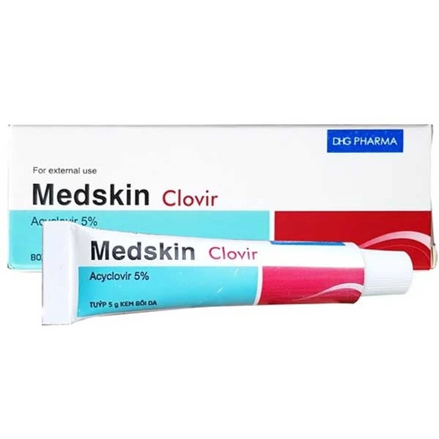 Kem bôi da Medskin Clovir 5% DHG Pharma điều trị nhiễm trùng Herpes simplex (5g).webp