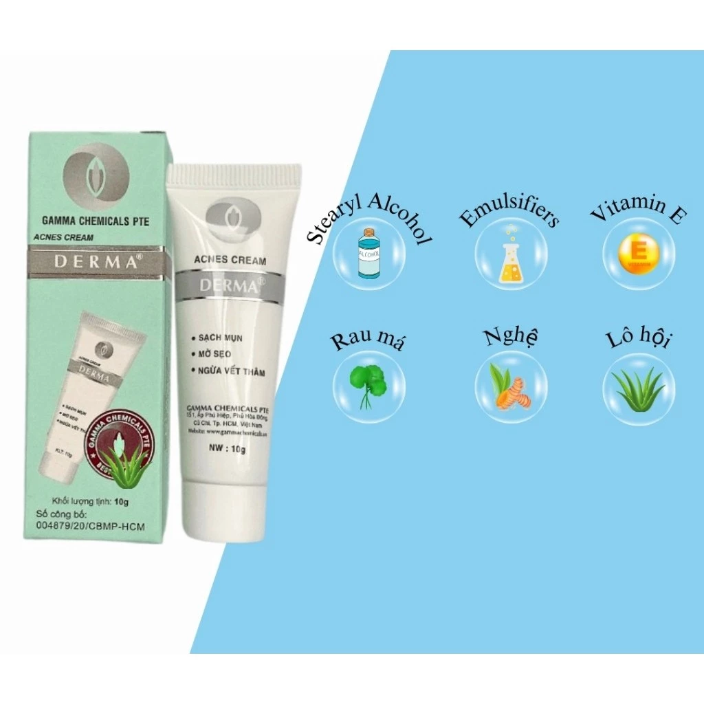 Kem mụn DERMA Gamma Chemicals Pte 10g.png