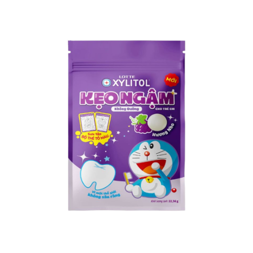 Kẹo ngậm Lotte xylitol trẻ em hương nho túi 22.56g (1).png