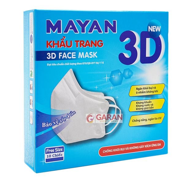 Khẩu trang 3D MAYAN người lớn Hộp 10 cái - Màu trắng.jpg