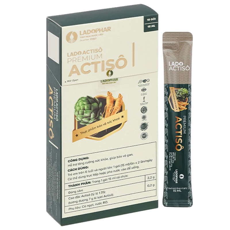 Lado Actisô Premium Actisô hỗ trợ bảo vệ gan (Hộp 10 gói x 15ml).webp