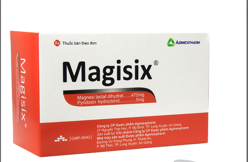 Viên nén Magisix Agimexpharm điều trị các bệnh lý thiếu magie (10 vỉ x 10 viên).jpg