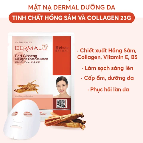 Mặt Nạ DERMAL 23g Collagen Essence Mask - Hồng sâm.png