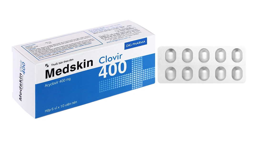 Medskin Clovir 400 phòng và trị nhiễm Herpes simplex (6 vỉ x 10 viên).webp