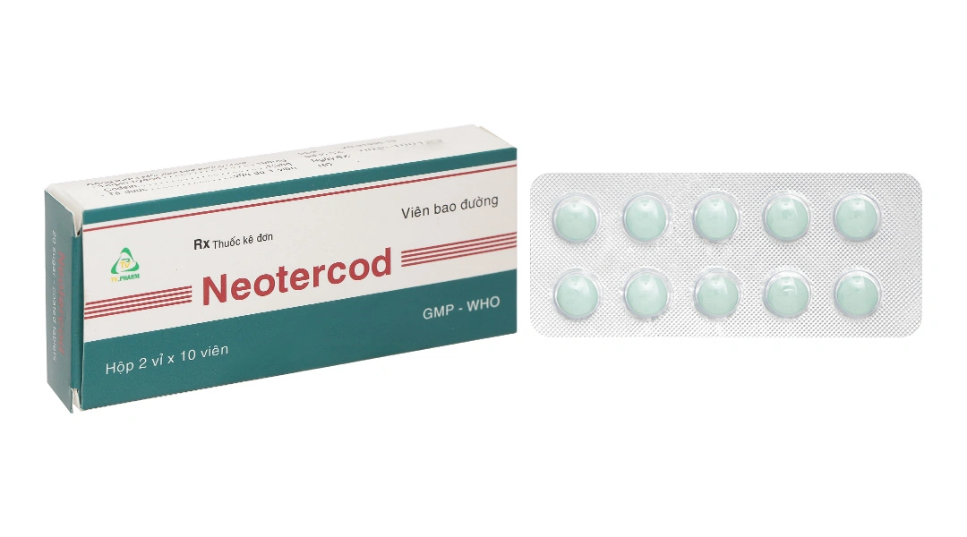 Neotercod trị triệu chứng ho khan, ho do kích ứng (2 vỉ x 10 viên).webp