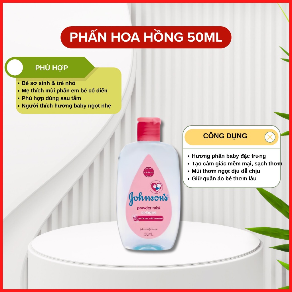 Nước Hoa Johnson's Baby powder mist - phấn hoa hồng 50ml.png